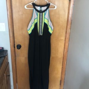 Neutral and Neon Maxi Dress
